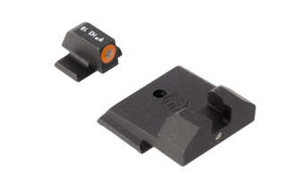 XS Sights F8 night sights for Smith & Wesson M&P Shield handguns feature a large, high vis orange outline front sight for rapid acquisition